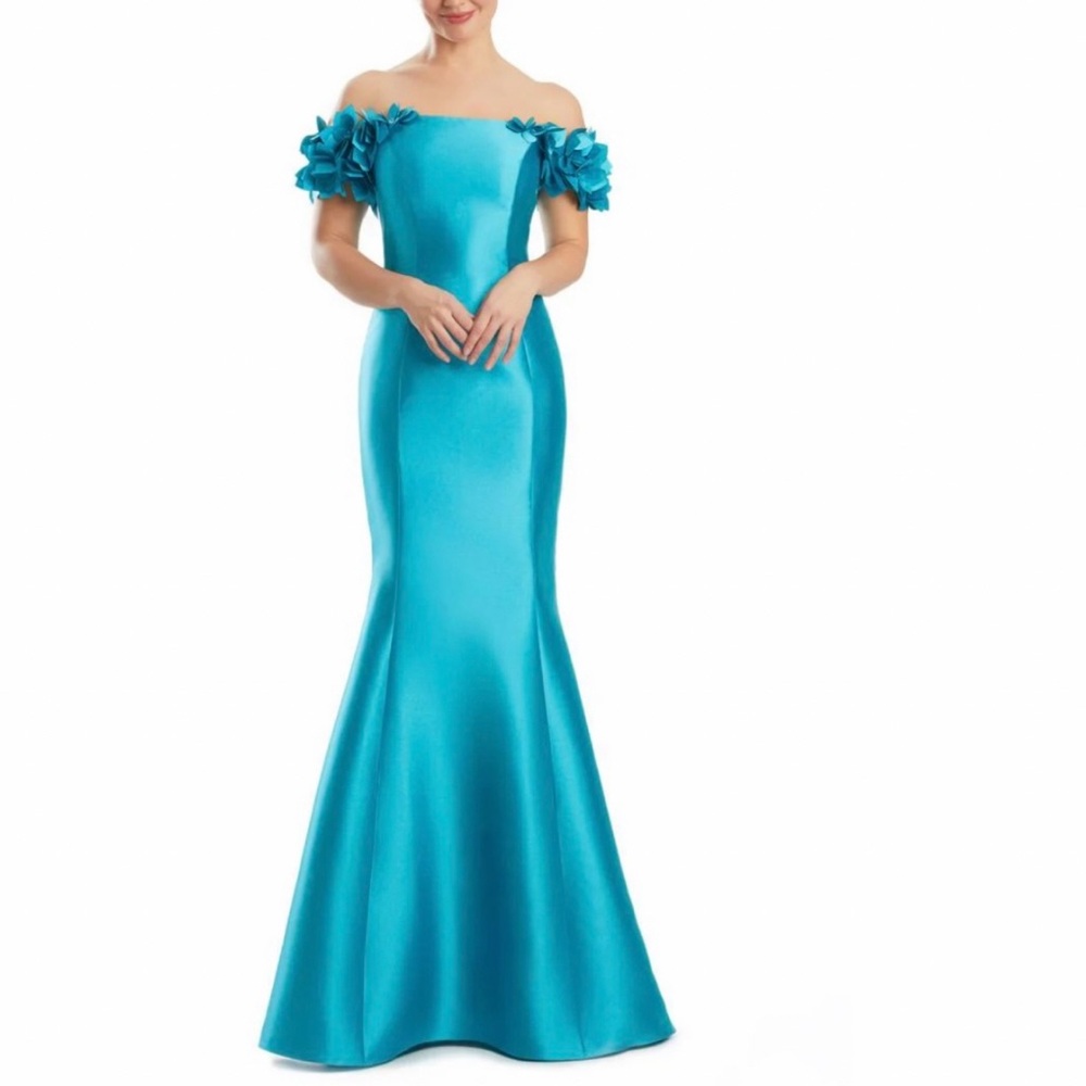Chic Strapless Turquoise Evening Dress